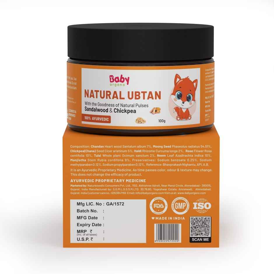 Babyorgano Ayurvedic Natural Ubtan Powder Skin Lightening And Tan Removal
