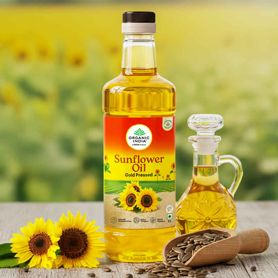 A TATA Product - Organic India Sunflower Oil | Sunflower Seeds Extracted Cold Pressed Oil