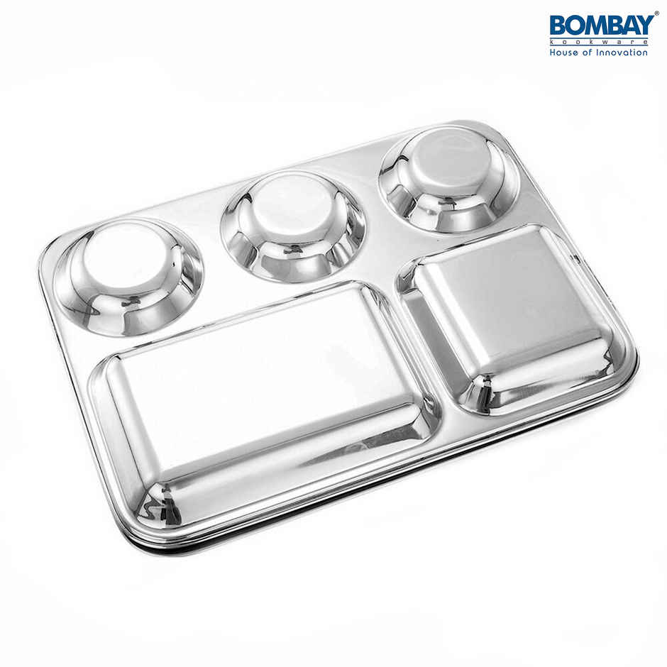 Bombay Kookware Stainless Steel Compartment Plates ( 5In 1) Bhojan Thali