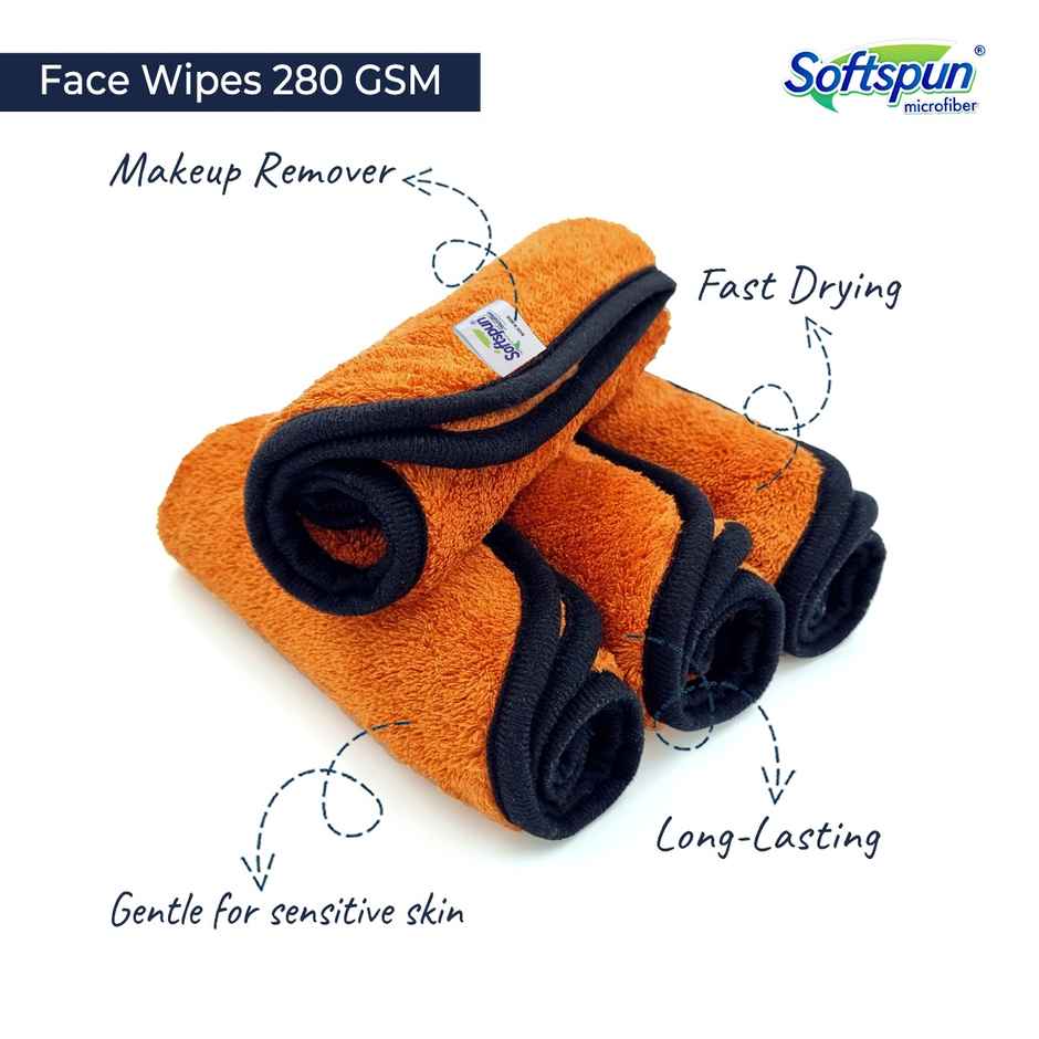 Softspun Microfiber Face Cleaning Wipes | 280 GSM, 20x30cm, 8pc, Multicolor | Assorted