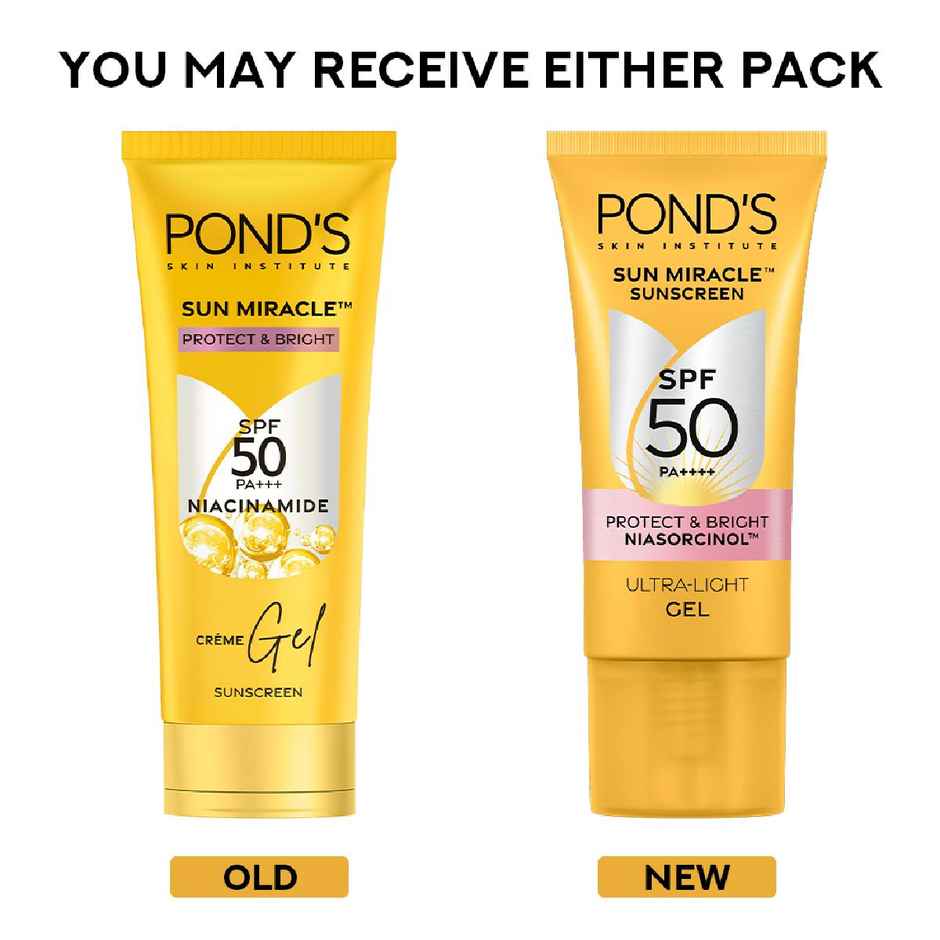 Pond's Sun Miracle SPF 50 PA+++ Creme Gel Sunscreen - Protect & Bright, With Niacinamide