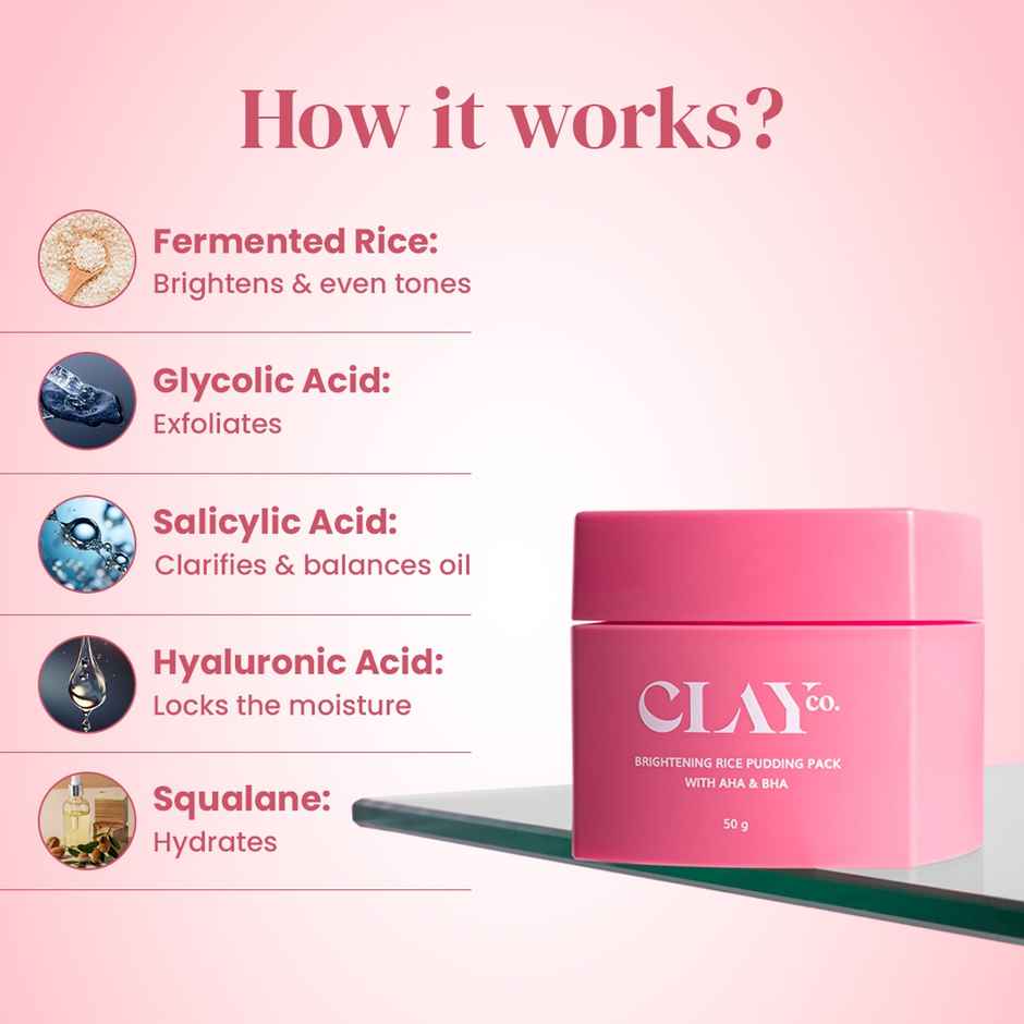 Clayco Detan/Brightening Rice Pack With AHA & BHA For Tan Removal | 50G