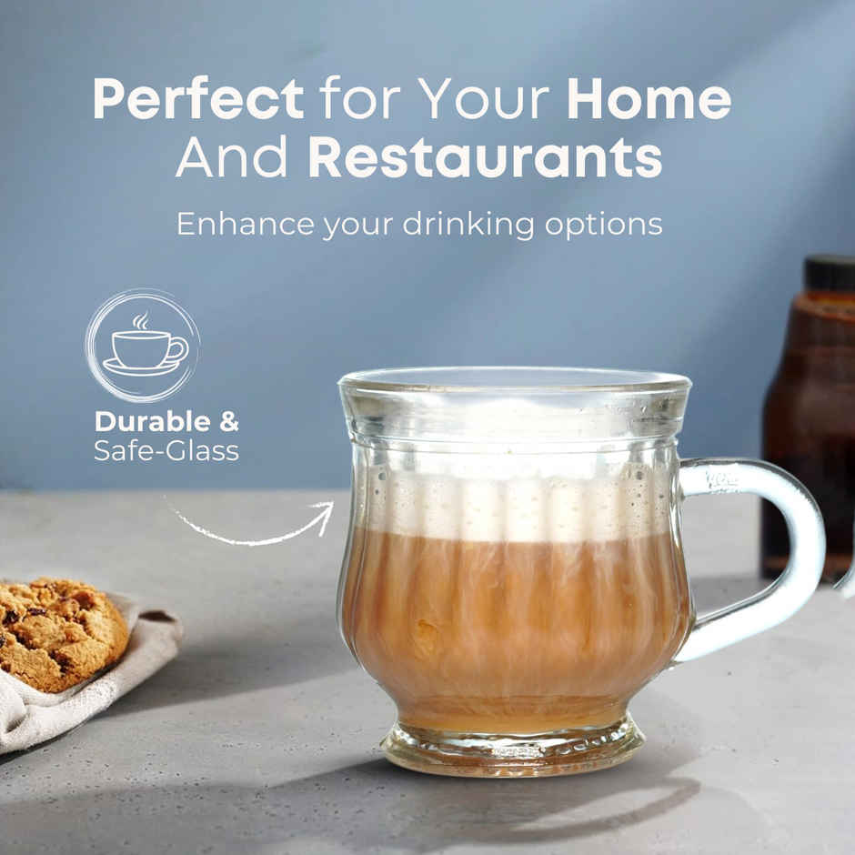 YERA GLASSWARE Comfort 6 pcs Glass Tea/Coffee/Green Tea Cup Set | 120 ml Each