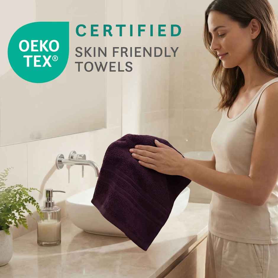 Mytrident Cotton Hand Towel | 400 GSM | Gym Towel Set - Black Currant