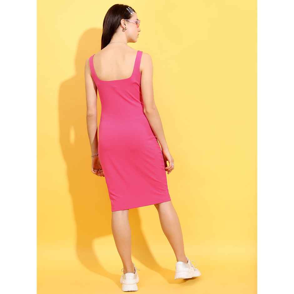 Ketch Women Square Neck Sheath Maxi Dress | Pink | M