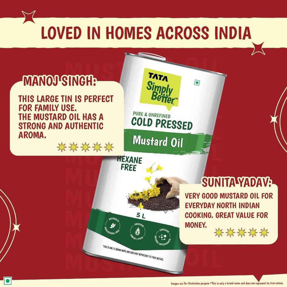 Tata Simply Better Mustard (Sarson) Cold Pressed Oil | Unrefined & Healthy Cooking Oil