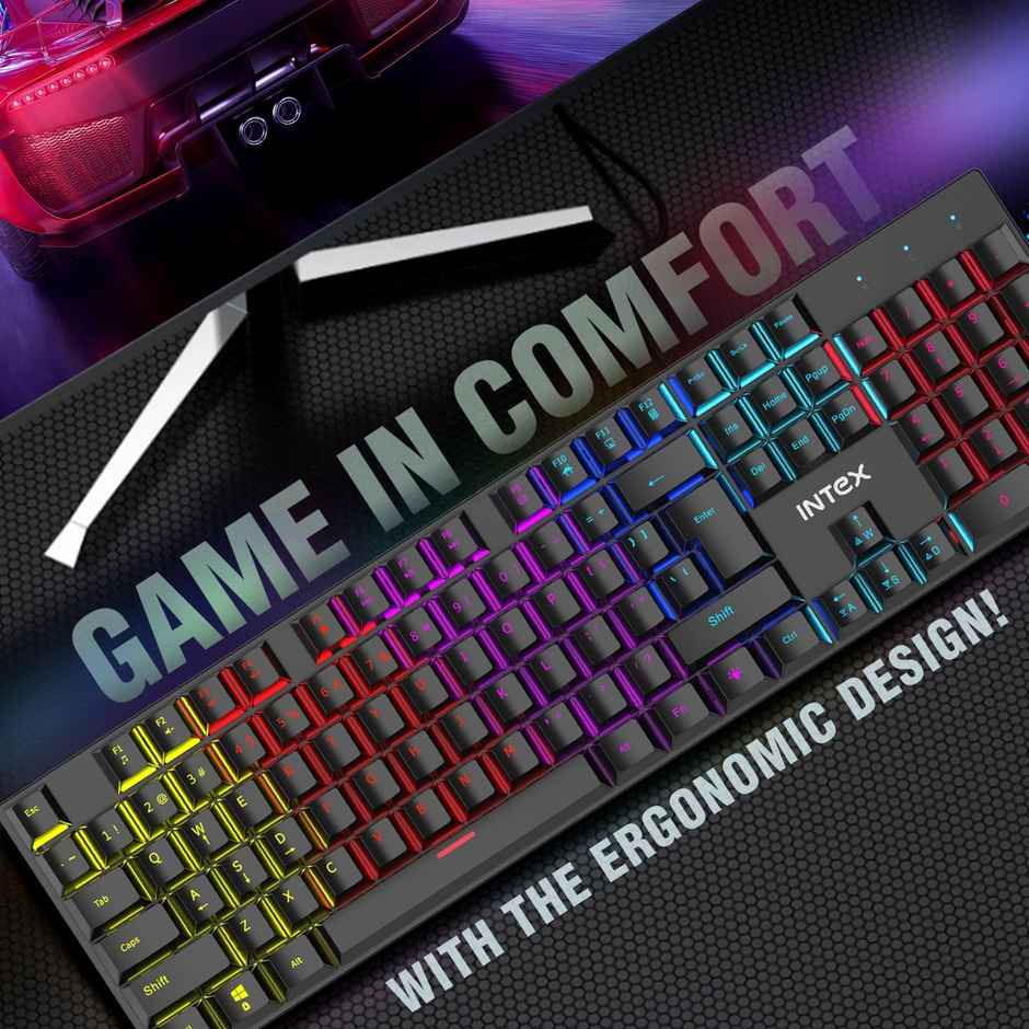 Intex Mechanical Wired Keyboard with RGB Light| 3 Level Brightness | Premium Plug & Play Keyboard