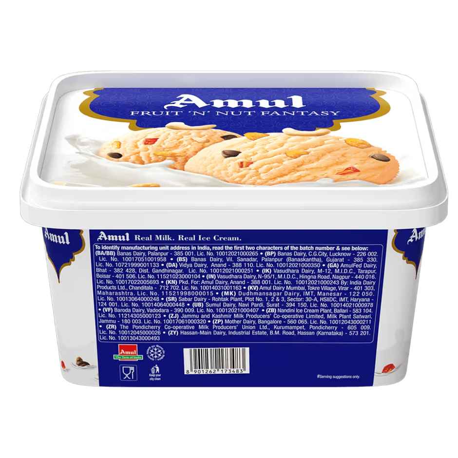 Amul Fruit N Nut Fantasy Ice Cream Tub | Creamy & Indulgent