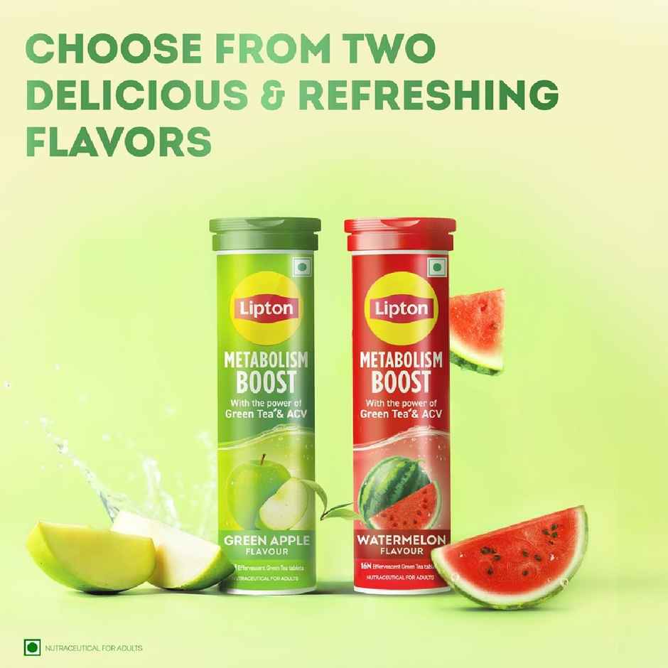 Lipton Metabolism Boost Effervescent Green Tea Tablets - Green Apple Flavour