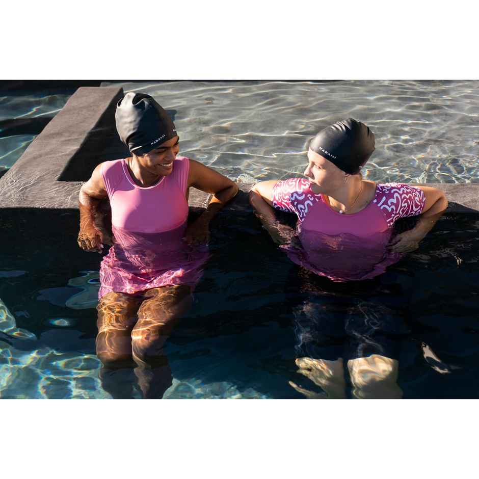 Decathlon Nabaiji Adult Silicone Long Hair Swim Cap | Black | 56|60 Cm