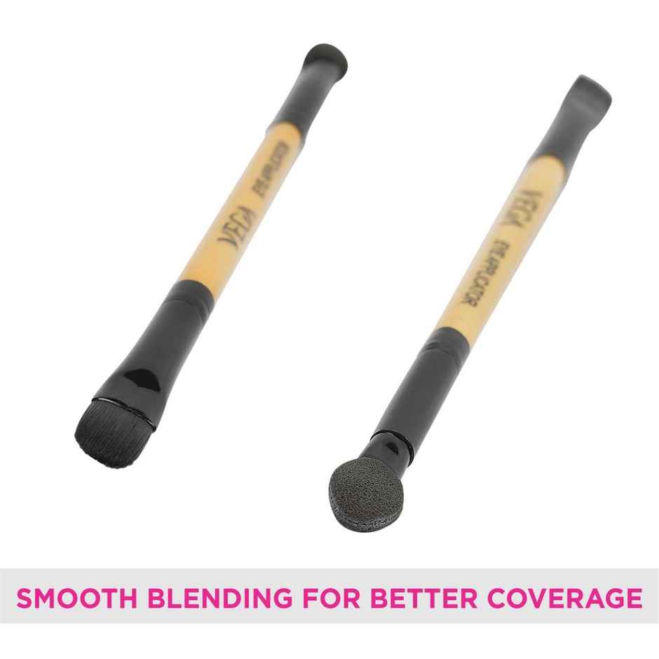 VEGA 2 in 1 Mini Makeup Brush with Eye Shadow and Eye Applicator| Brown|DMB-01