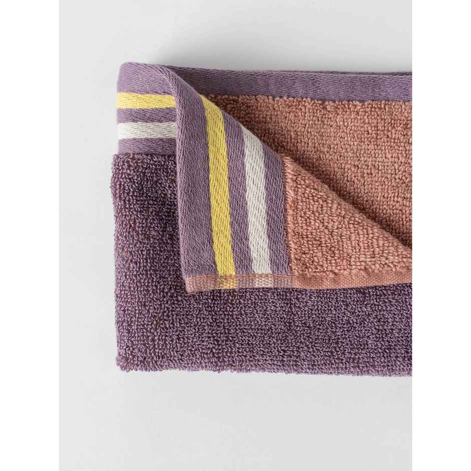 DDECOR -Yarn Dyed Sporty Look 100% Cotton Reversible 500 GSM Face Towel - Peach/Purple