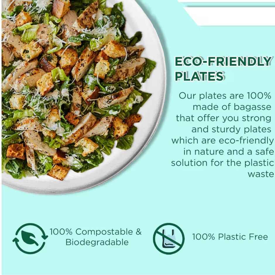 Bagasse Plate | Round | 7 inch | 25 pcs | Naturepac Combo