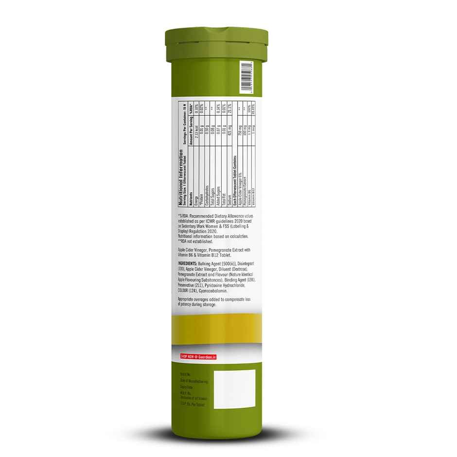 GNC Apple Cider Vinegar Effervescent Tablets Apple Flavor 15 Tablets (Pack of 2)