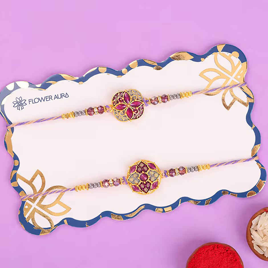 Floral Regal Rakhi Pair (Floweraura)