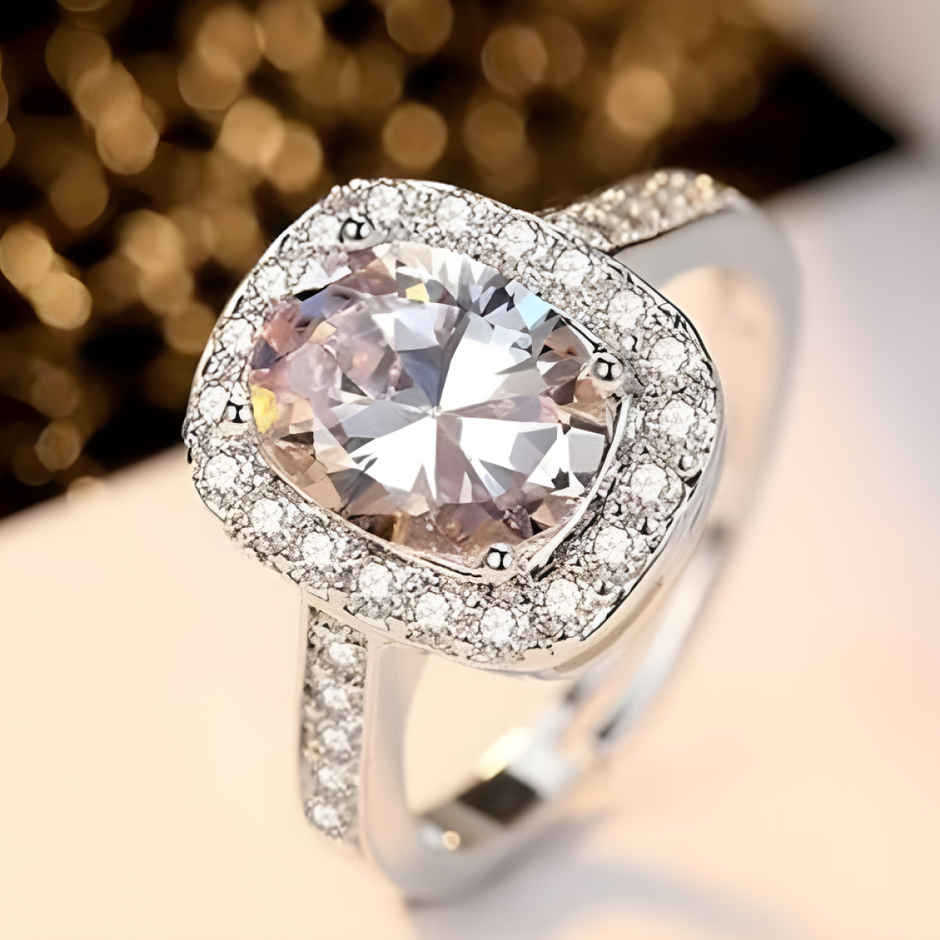 YouBella Jewellery Solitaire Crystal Silver Plated Ring For Women - Silver