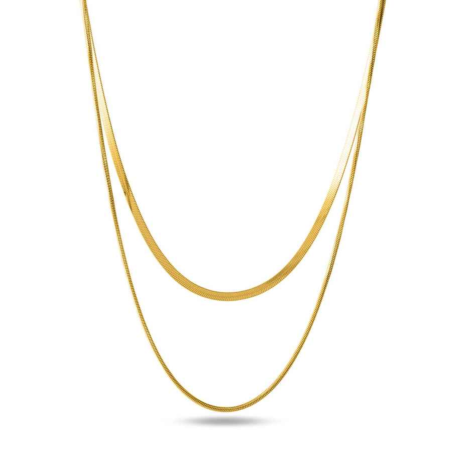 Palmonas Plain Chain Two Layer Necklace For Womens | Waterproof And Anti-Tarnish