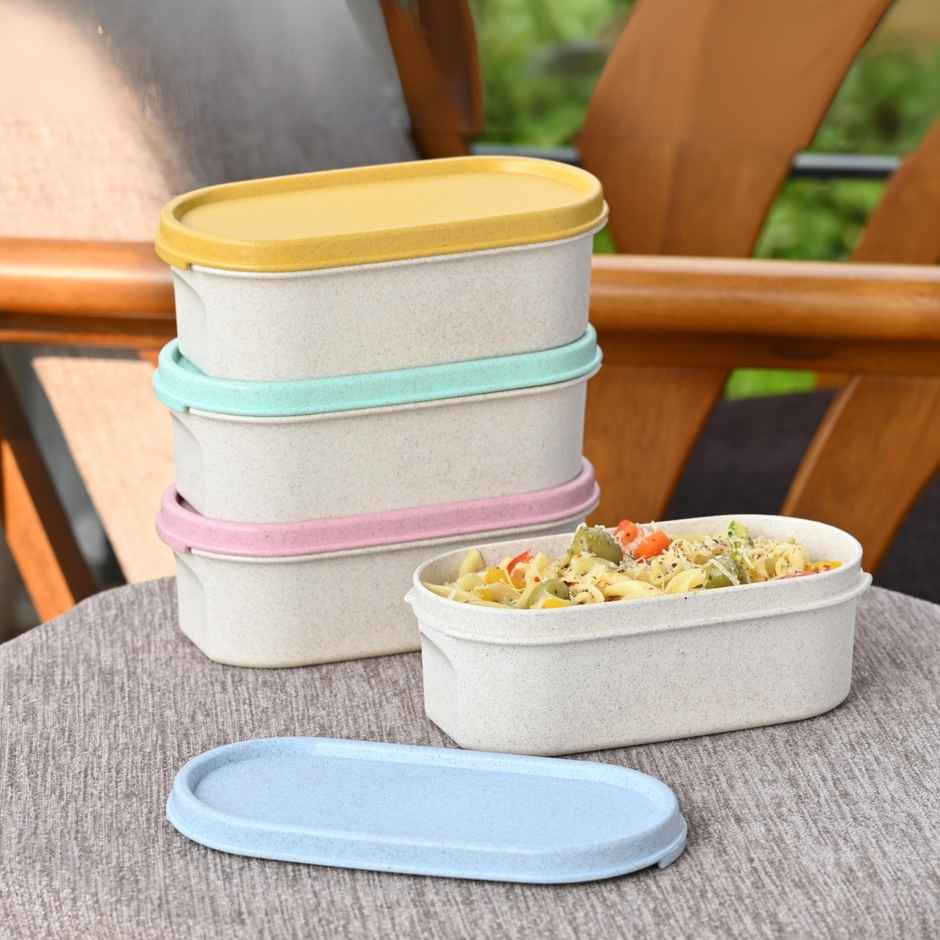 Eha Earth Friendly Naturebox Storage Containers, 600 ml, 4 pcs, Multi-light, Rice Husk Biocomposite