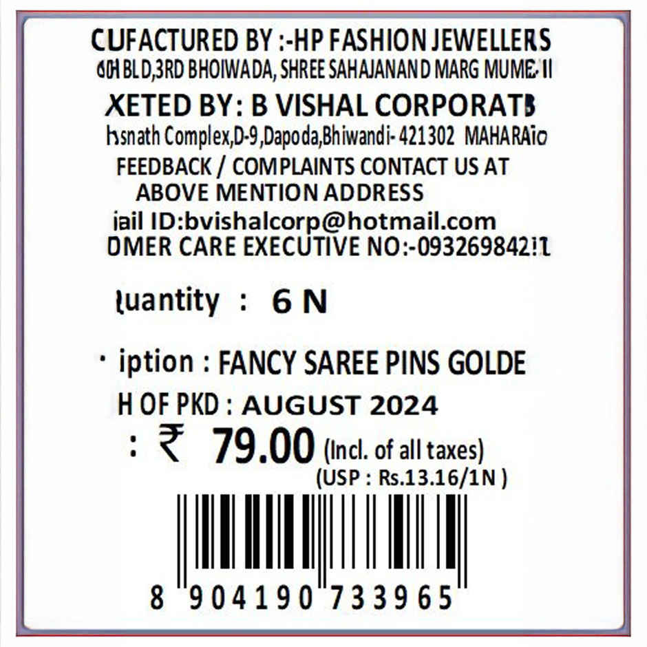 SE7EN Fancy Saree Pins | Golden