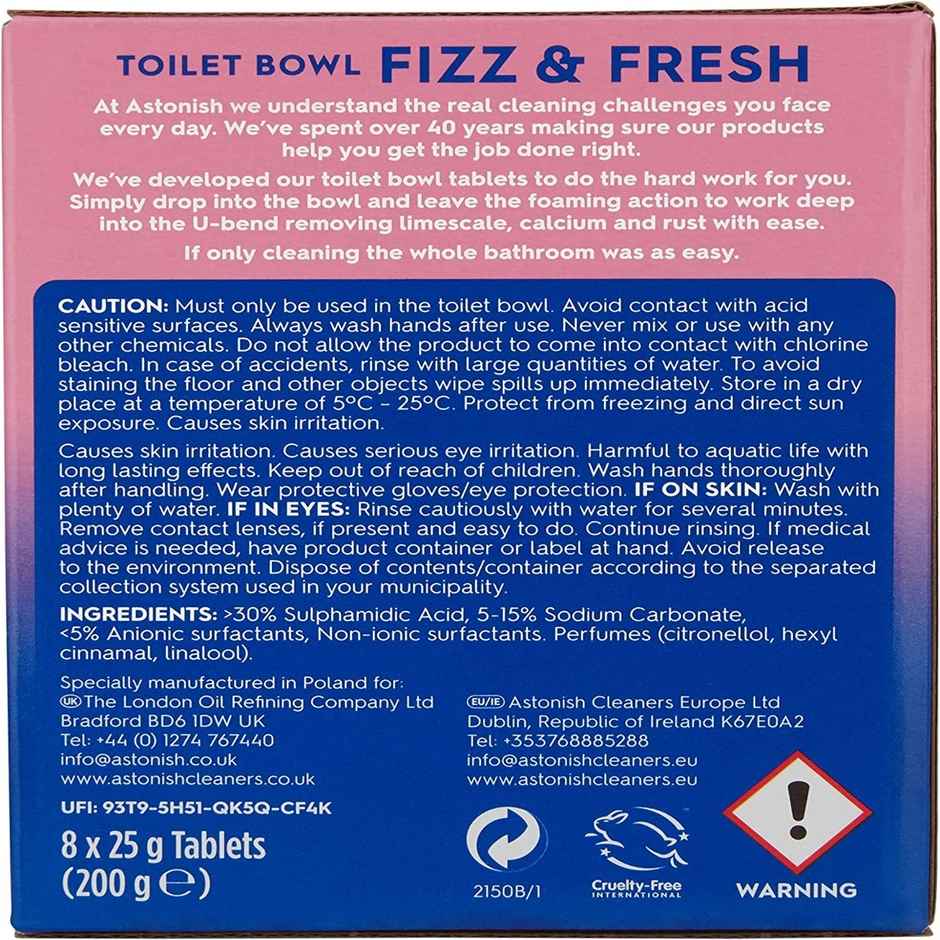 Astonish Toilet Bowl Fizz & Fresh Deep Cleaning Foam Action Tabs
