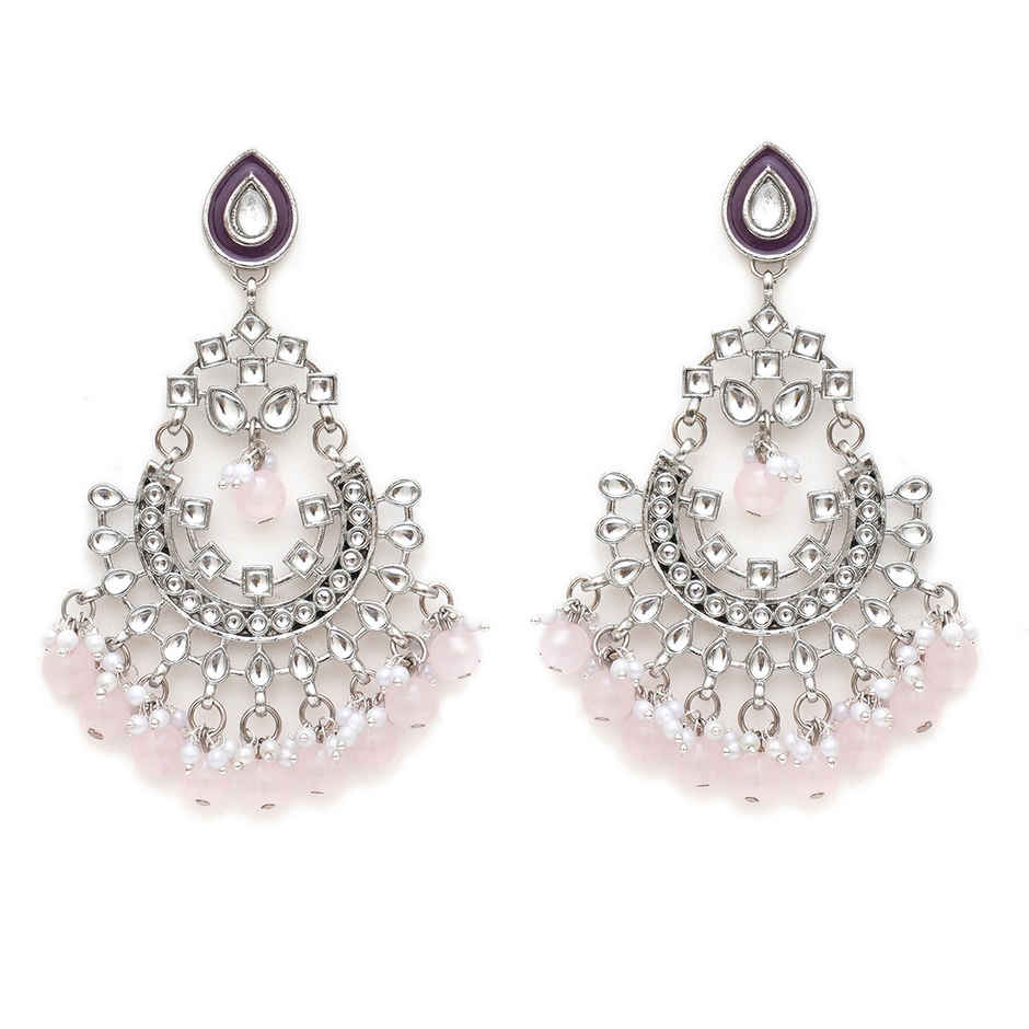 Karatcart Women's Oxidised Earrings Pink and Purple One Size | 33015824