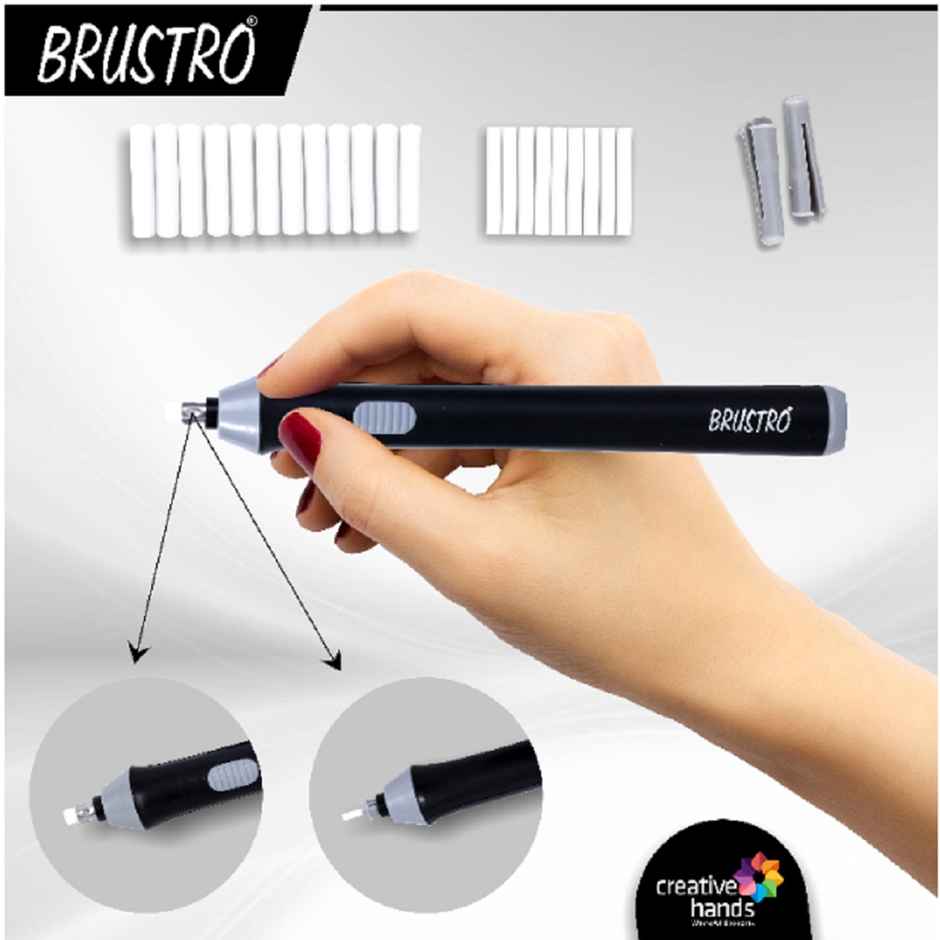 Brustro Slim Battery Operated Automatic Eraser - With 22 Refills And 2 Eraser Holders