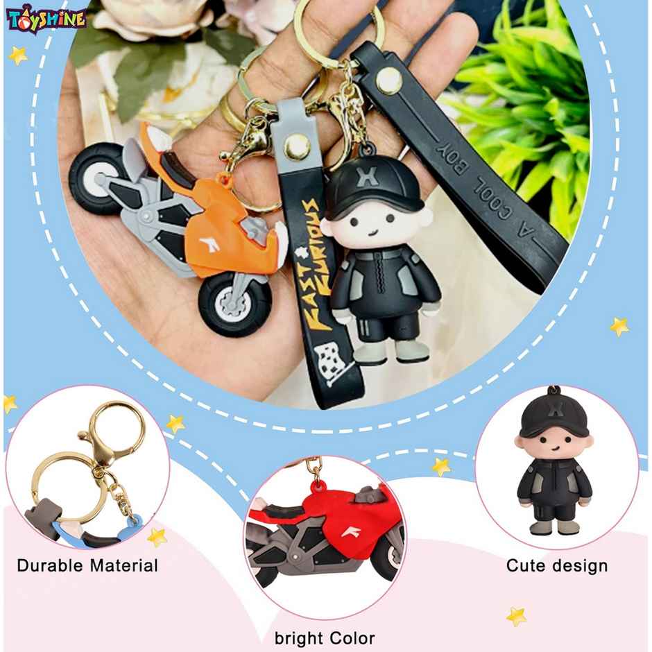 Toyshine 3 Set Couple Cartoon Figure Kawaii Keychains with Holder AccesBAUies - Model B