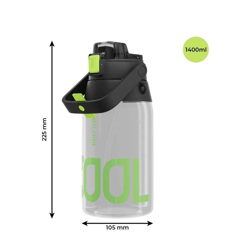 Kolorr Sprint 1400 ml Bottle | Black & Green | with phone stand | Ideal for Gym | Office | Travel