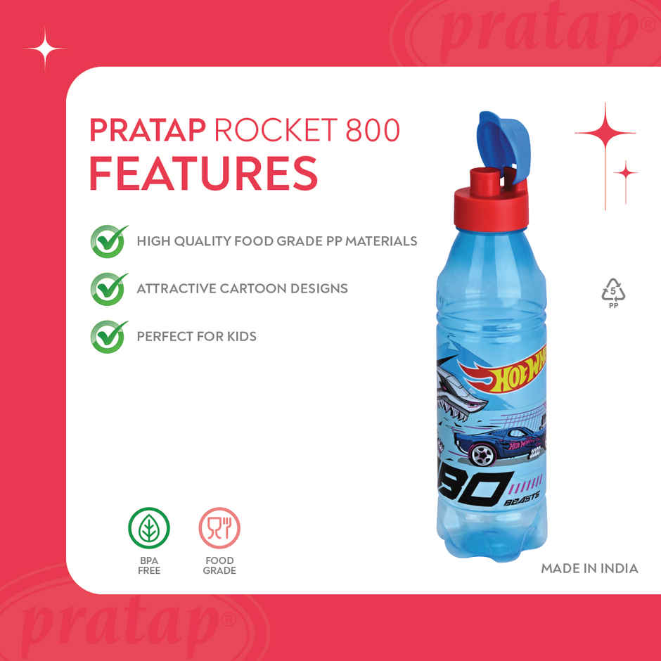 Hot Wheels Rocket 800 Kids BPA Free Sipper Bottle Flip Top | PRATAP