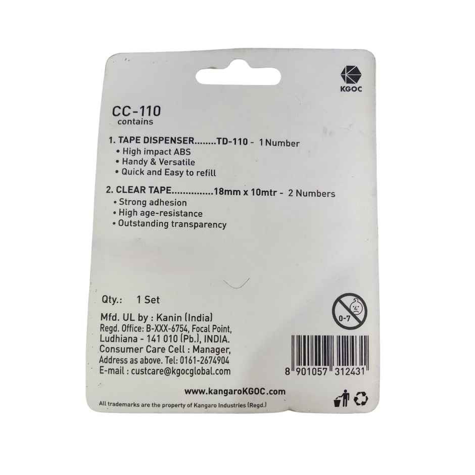 Kangaro Tape Dispenser With Crystal Clear Tape - Assorted