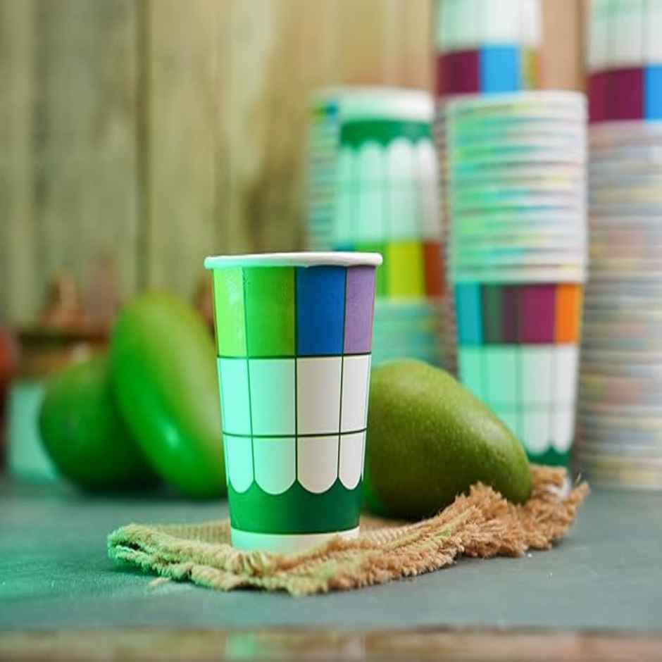 Disposable Printed Paper Cups | 200 ml | Assorted Design | Pack  of 50 | Naturepac