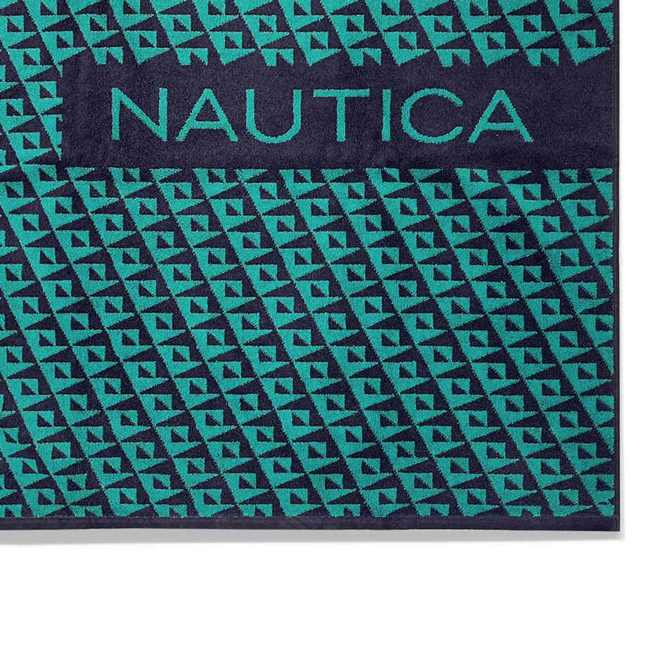 Nautica Designer 100% Cotton Beach & Bath Towel | Bath Towel | Voyage Geometrical | Teal, Grey