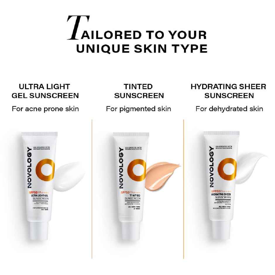 Novology SPF 50 PA++++ Tinted Sunscreen | Non-Greasy Broad Spectrum Protection | Natural Finish