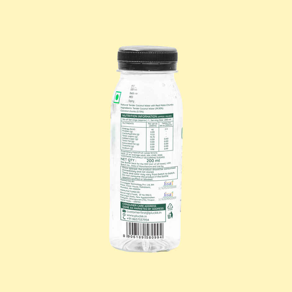 Pluckk Natural Tender Coconut Water With Malai Chunks | No Preservatives | No Added Sugar