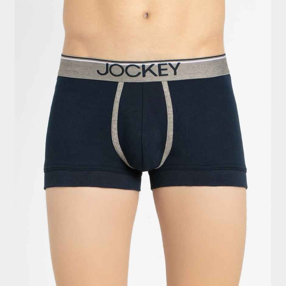 Jockey 8015 Men's Super Combed Cotton Rib Underwear Solid Trunk|Ultrasoft Waistband|PO2 | Navy-M