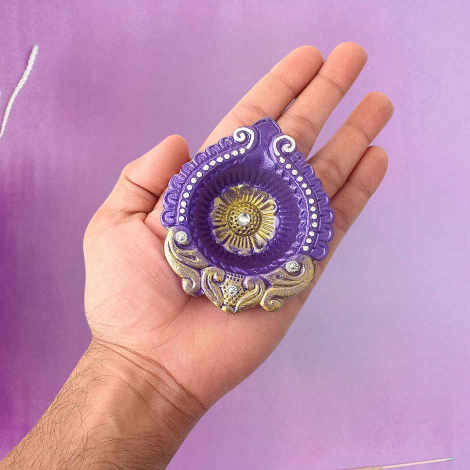 Designer Multicolor Clay Diya | Pack of 4 | Satvik