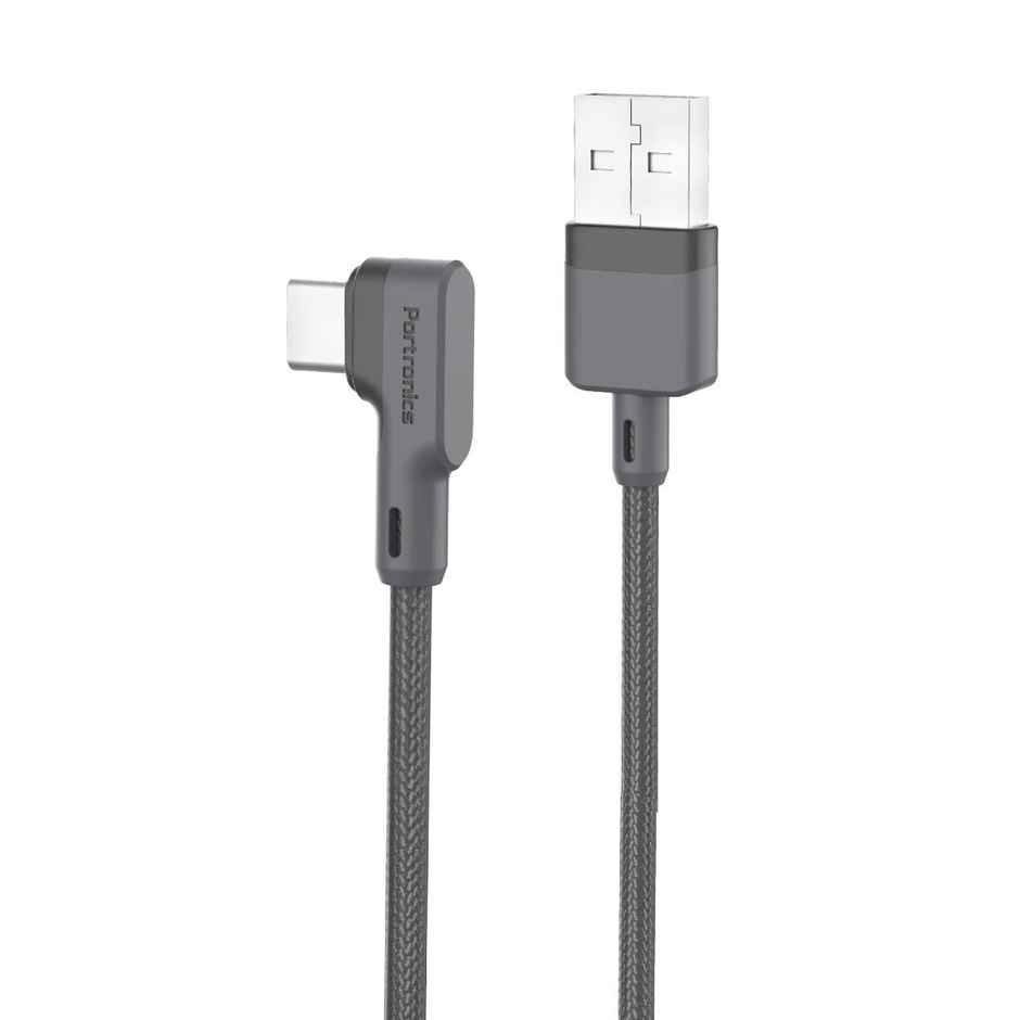 Portronics Konnect L POR 1081 Fast Charging 3A | Type-C Cable | 1.2 m- Grey
