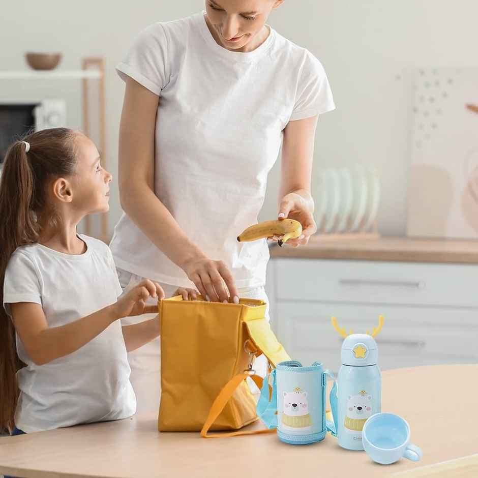 Kuber Industries Sipper Water Bottle for Kids, Vacuum Insulated Stainless Steel Flask with Straw