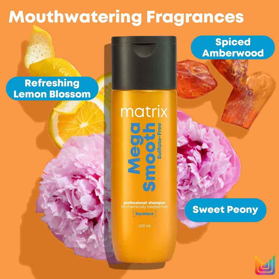 Matrix Mega Smooth Sulfate-free Shampoo, Gentle Cleansing & Bond Repair, Safe for Treated Hair