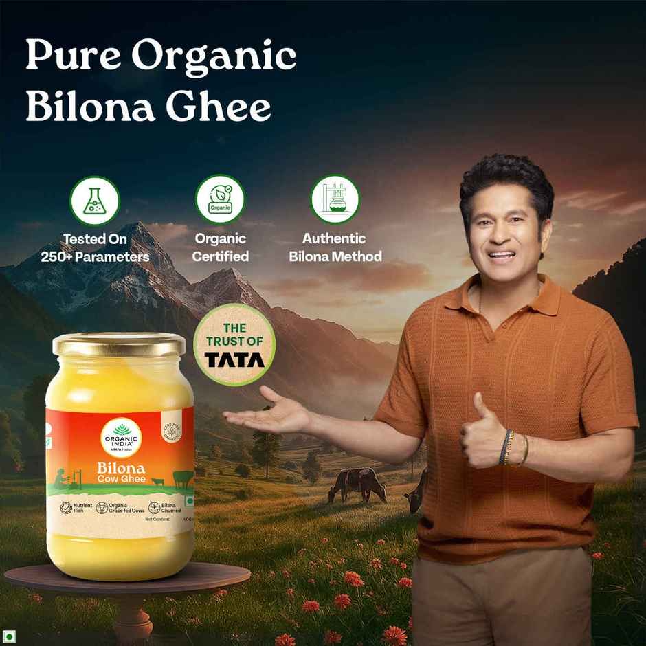 A Tata Product - Organic India Pure Bilona Ghee | Glass Bottle | Labs Tested On 250+ Parameters