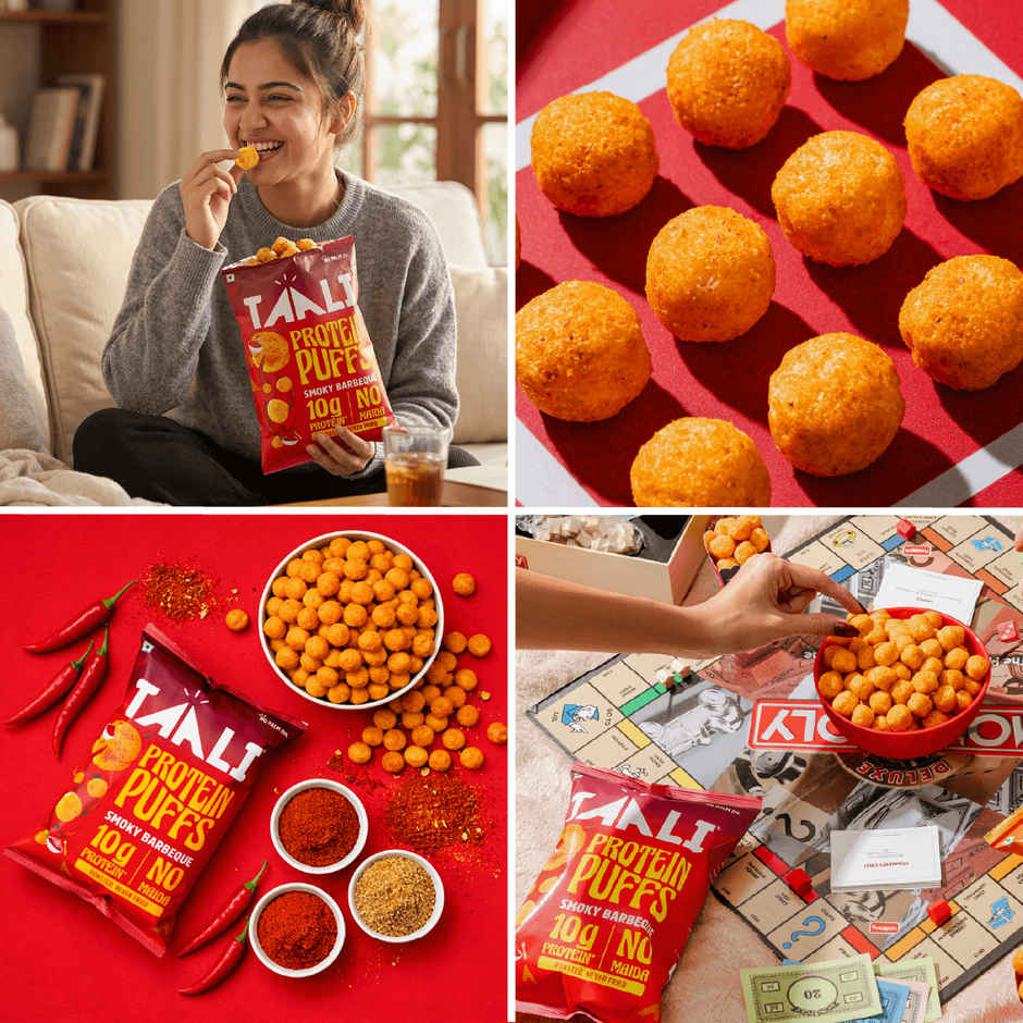 Taali Protein Puffs | Smoky Barbeque Snack, Roasted, Corn & Jowar Puff, No Maida