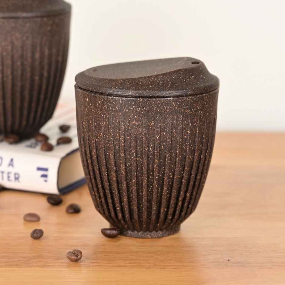 Eha Earth Friendly Retro Coffee Mug with Lid | 250 ml | 1 pc | Coffee | Coffee Husk Biocomposite
