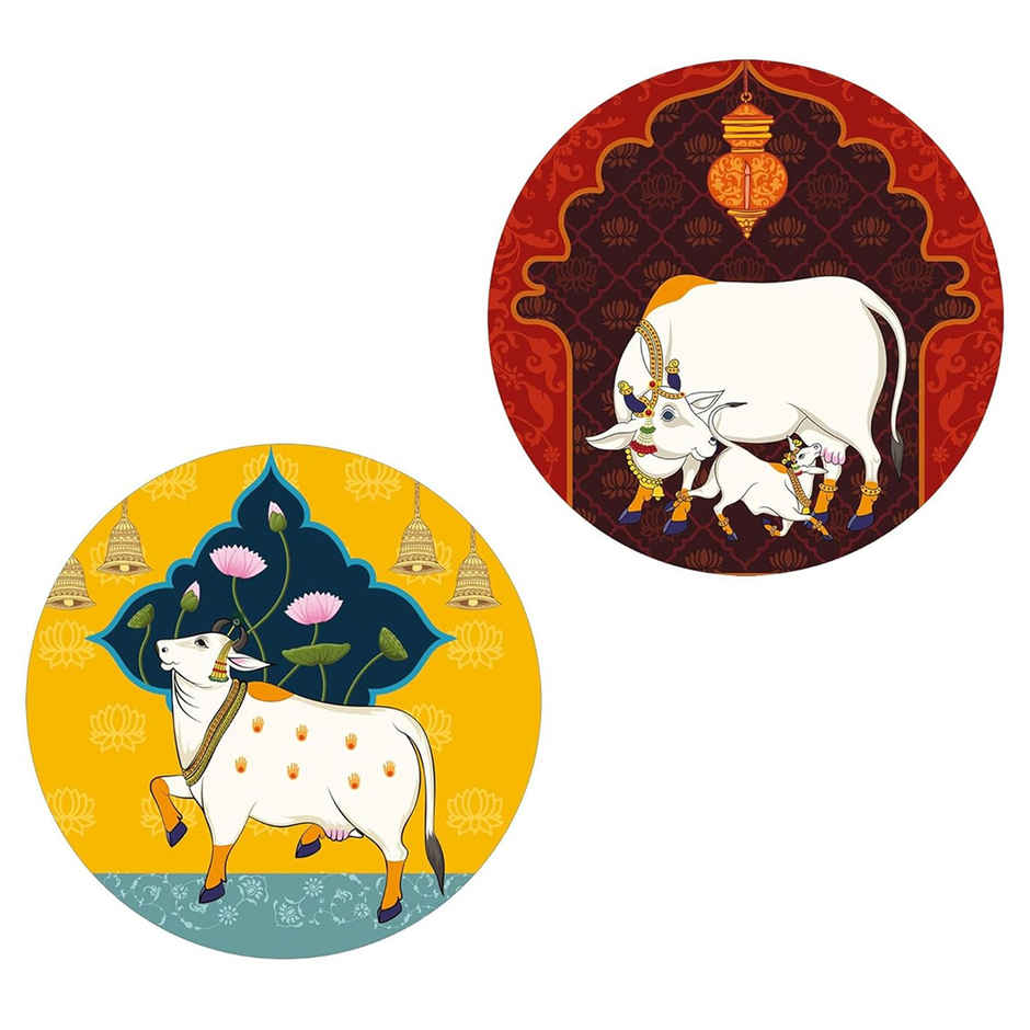 Indianara Set of 2 Beautiful Pichwai Round Shape Wall Painting