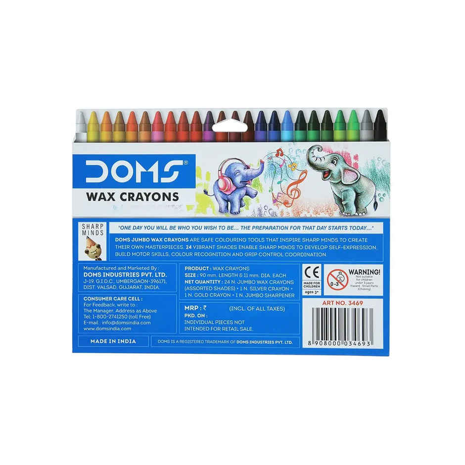 Doms Jumbo 24 Shades Wax Crayons