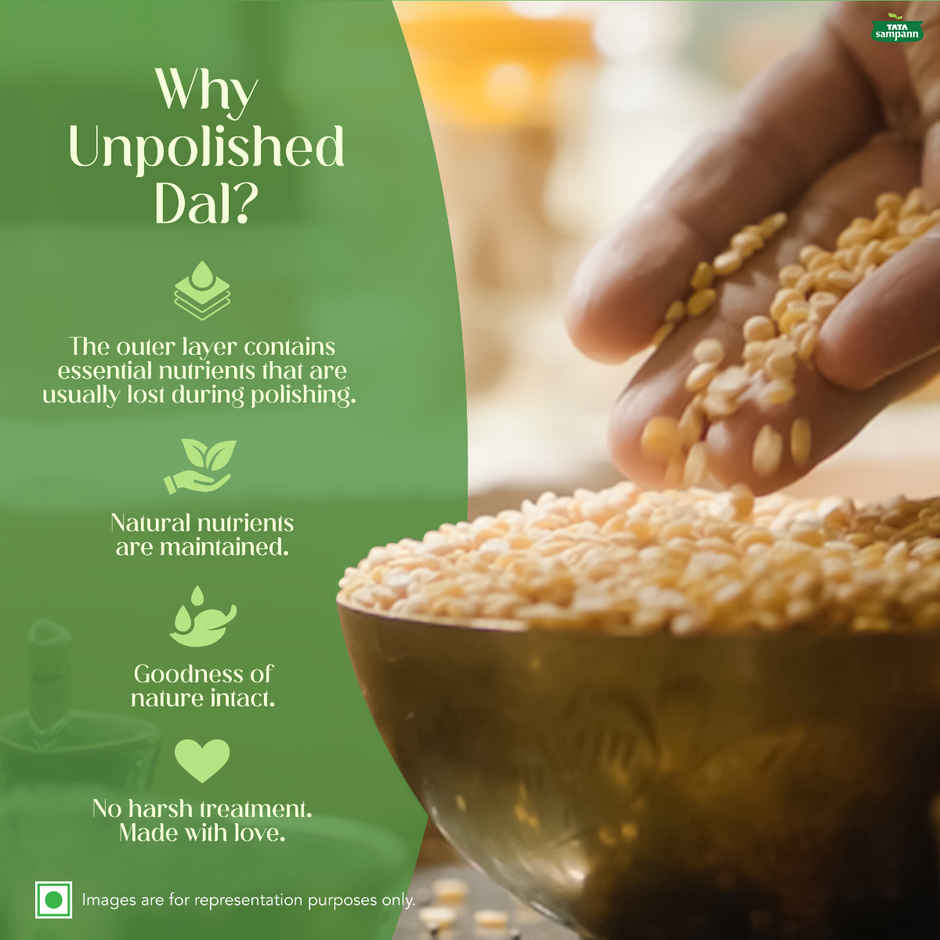 Tata Sampann Unpolished Moong Dal(500gms) & Tata Sampann Unpolished Toor Dal/Arhar Dal(1kg) Combo