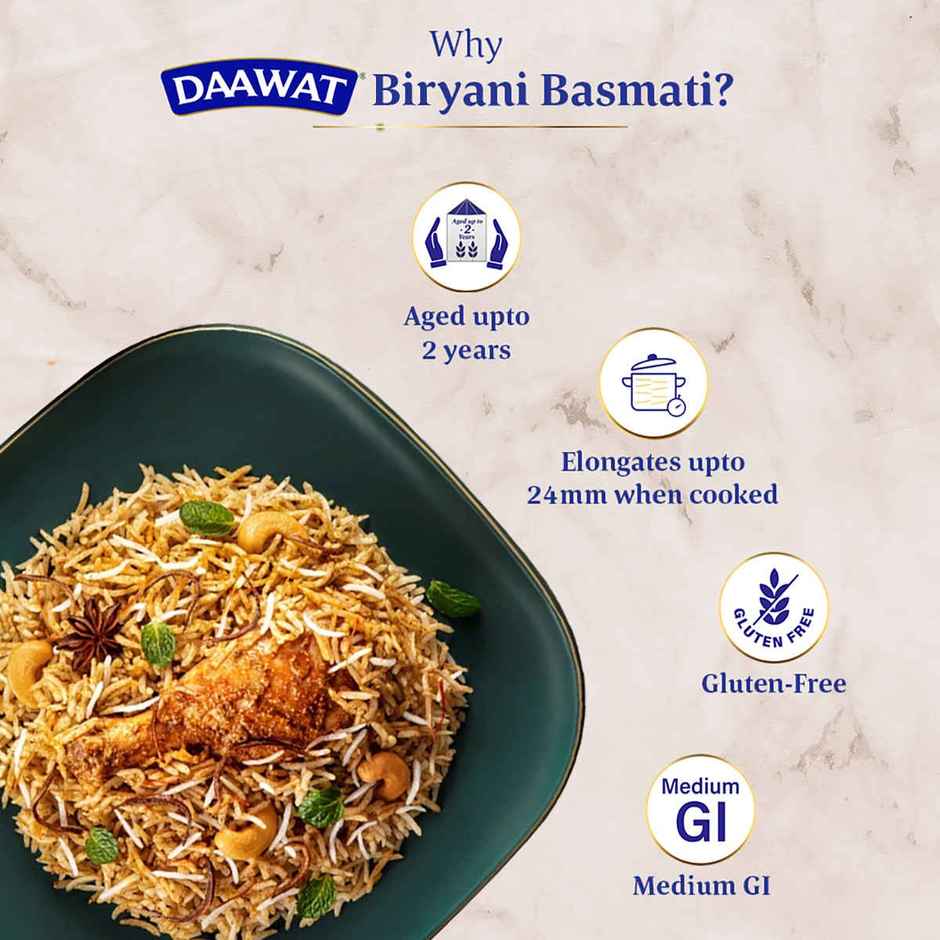 Daawat Biryani Pure Basmati Rice | Extra Long Grain