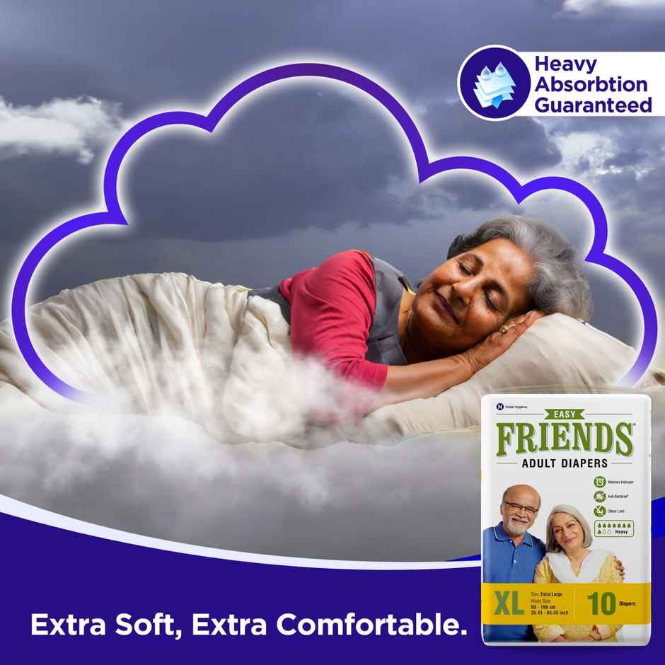 Friends Adult Diaper Tape | Easy Type | XL | 35.43 - 65.35 inch Combo