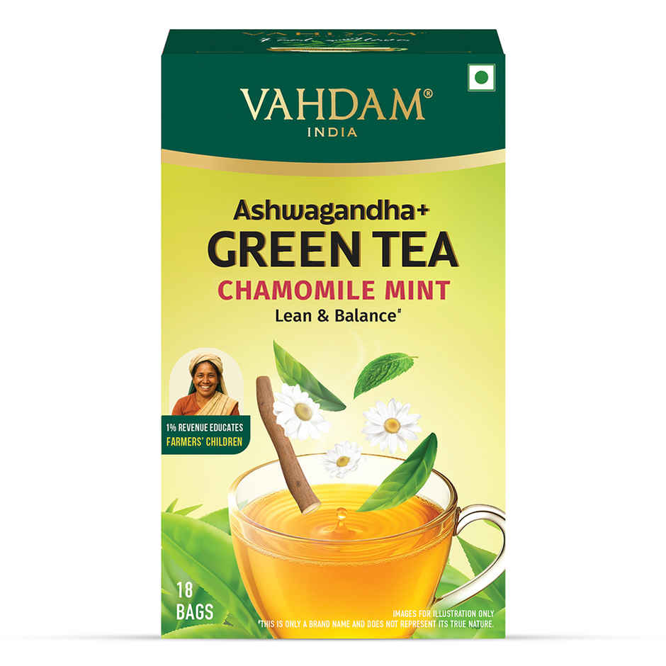 Vahdam Ashwagandha Green Tea Chamomile Mint