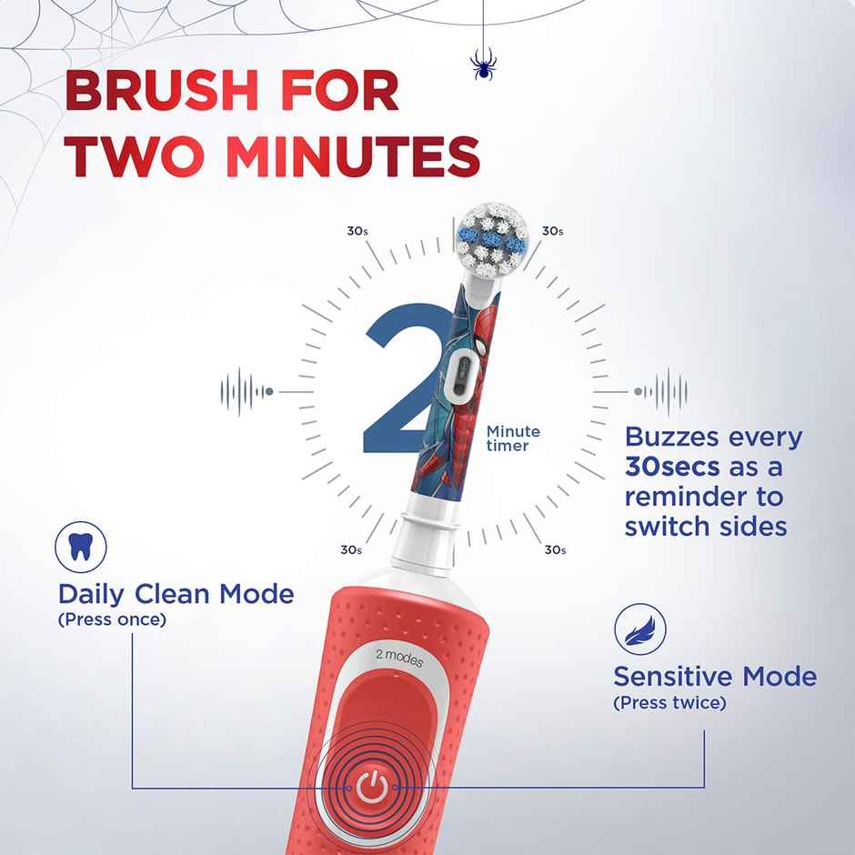 Oral B Kids Spiderman Rechargeable Rotating Electric Toothbrush- (Daily & Sensitive)