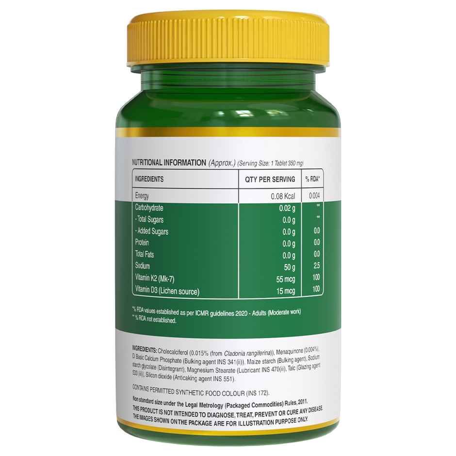 Pure Nutrition Vitamin D3 Lichen Source + K2 MK-7 600 IU - 60 VEG Tablets for Bone